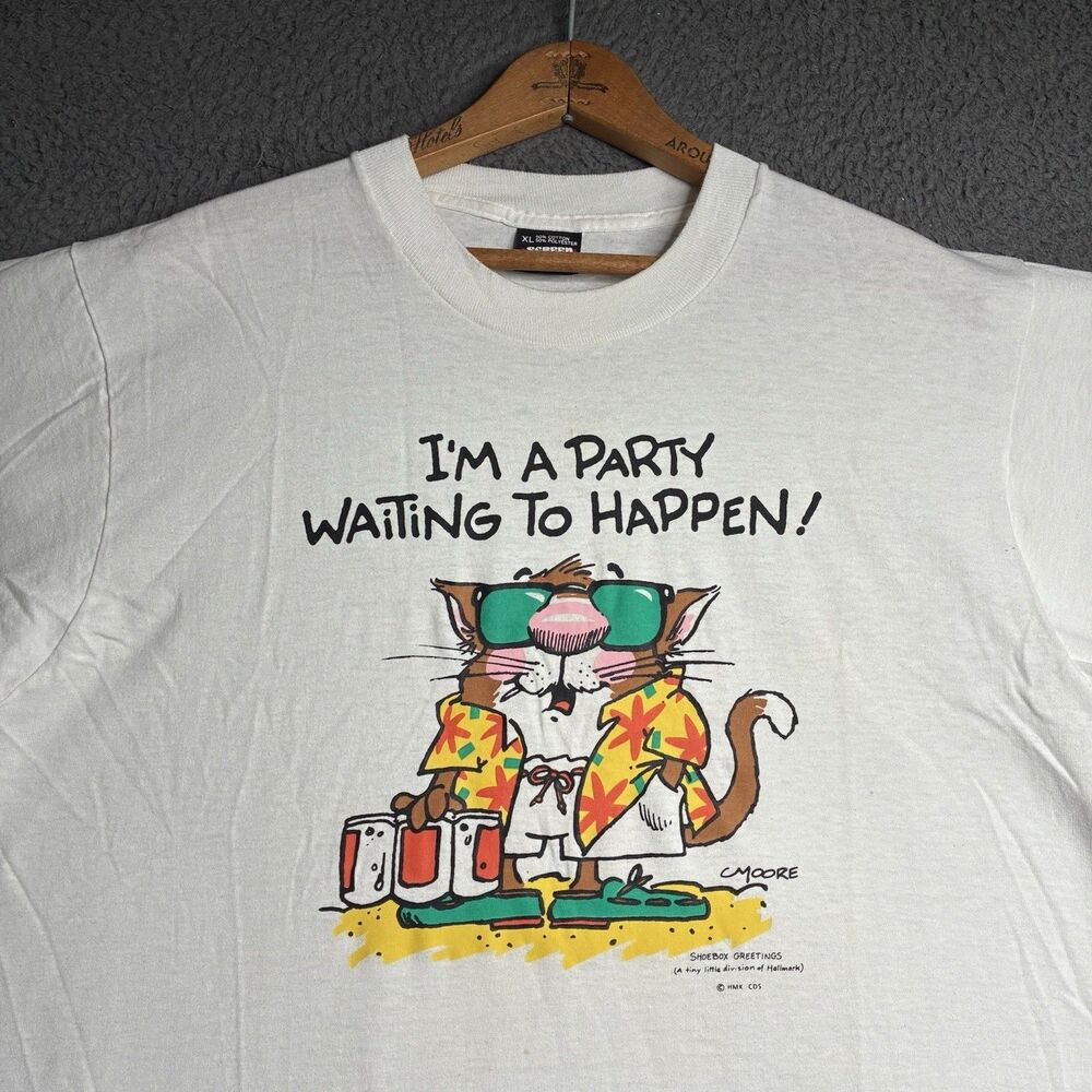 Vintage Party Animal 80s Retro Hallmark Far Side Comic T Shirt XL Single Stitch